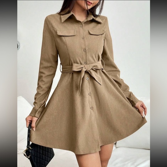 SHEIN Dresses & Skirts - Flap detail belted shirt dress